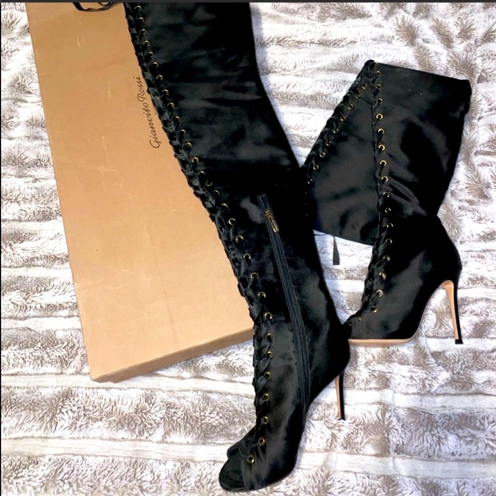 ❌ SOLD ❌ Gianvito Rossi - Marie  thigh-high, lace up boots.  G50896.1RIC.RASNERO